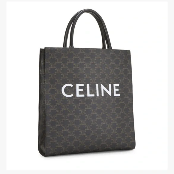 NWOT CÉLINE Black Triomphe Coated Canvas Vertical Cabas Medium - Picture 2 of 16
